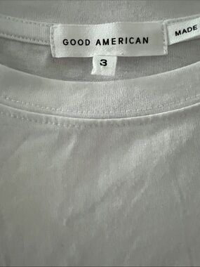 Good American White Ribbed Crewneck Tee